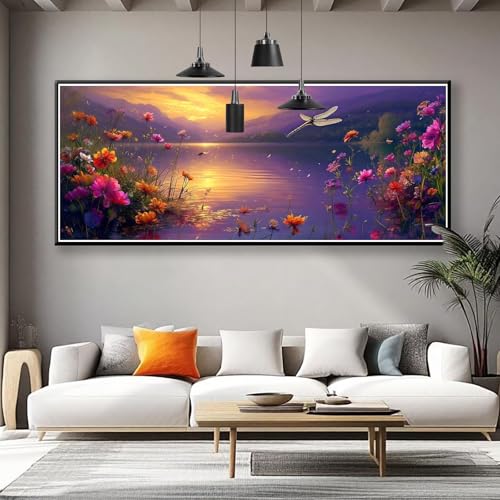 Diamond Painting Landschaft Diamond Painting Erwachsene Groß XXL 75x30 cm, 5D Blume Diamant Malerei Basteln Mädchen ab 8 Jahre, DIY Runde Crystal Stickerei Cross Stitch Malerei für Deko Wohnzimmer W-2 von Zhngzoyn