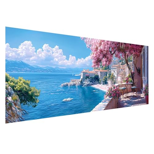 Diamond Painting Meer Diamond Painting Erwachsene 75x30 cm, 5D Landschaft Diamant Malerei Bilder Basteln Mädchen ab 8 Jahre, DIY Eckige Steine Stickerei Cross Stitch Malerei Deko Wohnzimmer Z0-107 von Zhngzoyn