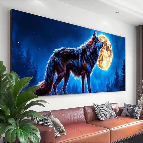 Diamond Painting Mond Diamond Painting Erwachsene Groß XXL 125x50 cm, 5D Wolf Diamant Malerei Bilder Basteln Mädchen ab 8 Jahre, DIY Runde Crystal Stickerei Malerei für Deko Wohnzimmer Geschenke L-8 Diamond Painting Mond Diamond Painting Erwachsene Groß XXL 125x50 cm, 5D Wolf Diamant Malerei Bilder Basteln Mädchen ab 8 Jahre, DIY Runde Crystal Stickerei Malerei für Deko Wohnzimmer Geschenke L-8 von Zhngzoyn