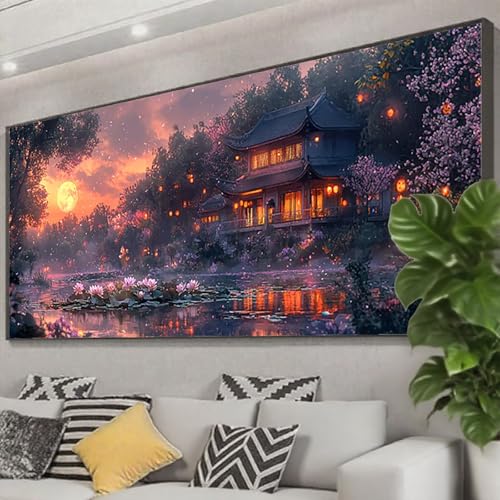Diamond Painting Mond Diamond Painting Erwachsene Groß XXL 225x90 cm, 5D Lotus Diamant Malerei Bilder Basteln Mädchen ab 8 Jahre, DIY Eckige Steine Cross Stitch Malerei für Deko Wohnzimmer Z0-592 Diamond Painting Mond Diamond Painting Erwachsene Groß XXL 225x90 cm, 5D Lotus Diamant Malerei Bilder Basteln Mädchen ab 8 Jahre, DIY Eckige Steine Cross Stitch Malerei für Deko Wohnzimmer Z0-592 von Zhngzoyn