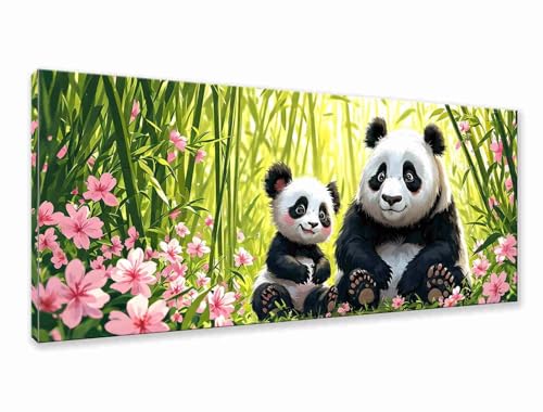 Diamond Painting Panda Diamond Painting Erwachsene Groß XXL 250x100 cm, 5D Bambus Diamant Malerei Basteln Mädchen ab 8 Jahre, DIY Runde Crystal Stickerei Cross Stitch Malerei für Deko Wohnzimmer T-3 von Zhngzoyn