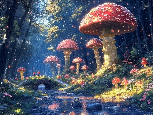 Diamond Painting Pilz Diamant Painting Bilder Erwachsene Wald, Basteln Mädchen 8 9 10 Jahre, Diamond Art Eckige Steine, DIY Diamant Malerei Bastelset Erwachsene für Deko Wohnzimmer 80x60 cm T-9 Diamond Painting Pilz Diamant Painting Bilder Erwachsene Wald, Basteln Mädchen 8 9 10 Jahre, Diamond Art Eckige Steine, DIY Diamant Malerei Bastelset Erwachsene für Deko Wohnzimmer 80x60 cm T-9 von Zhngzoyn