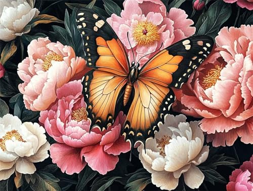 Diamond Painting Schmetterling Diamant Painting Bilder Erwachsene Blume, Basteln Mädchen 8 9 10 Jahre, Diamond Art Eckige Steine, DIY Diamant Malerei Bastelset, Deko Wohnzimmer Geschenk 40x30 cm K-6 von Zhngzoyn