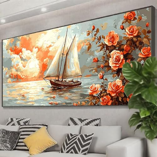 Diamond Painting Segelboot Diamond Painting Erwachsene Groß XXL 125x50 cm, 5D Blume Diamant Malerei Bilder Basteln Mädchen ab 8 Jahre, DIY Eckige Steine Cross Stitch Malerei für Deko Wohnzimmer Z0-680 Diamond Painting Segelboot Diamond Painting Erwachsene Groß XXL 125x50 cm, 5D Blume Diamant Malerei Bilder Basteln Mädchen ab 8 Jahre, DIY Eckige Steine Cross Stitch Malerei für Deko Wohnzimmer Z0-680 von Zhngzoyn