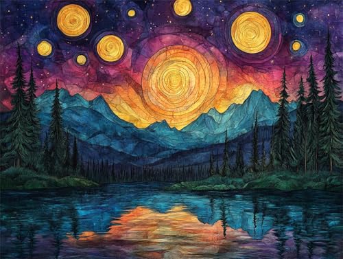 Diamond Painting Sternenhimmel Diamant Painting Bilder Erwachsene Landschaft, Basteln Mädchen 8 9 10 Jahre, Diamond Art Eckige Steine, DIY Diamant Malerei für Deko Wohnzimmer Geschenk 90x70 cm V-3 von Zhngzoyn
