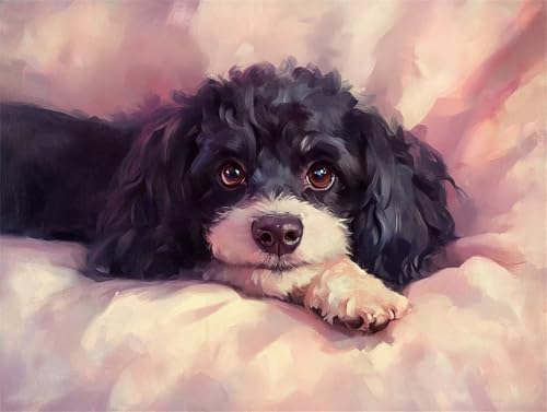 Diamond Painting Tier Diamant Painting Bilder Erwachsene Hund, Basteln Mädchen 8 9 10 Jahre, Diamond Art Eckige Steine, DIY Diamant Malerei Bastelset Erwachsene für Deko Wohnzimmer 90x70 cm V-0 von Zhngzoyn