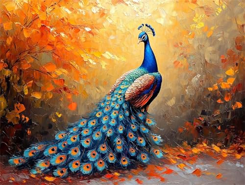 Diamond Painting Tier Diamant Painting Bilder Erwachsene Pfau, Basteln Mädchen 8 9 10 Jahre, Diamond Art Eckige Steine, DIY Diamant Malerei Bastelset Erwachsene für Deko Wohnzimmer 30x20 cm U-6 von Zhngzoyn