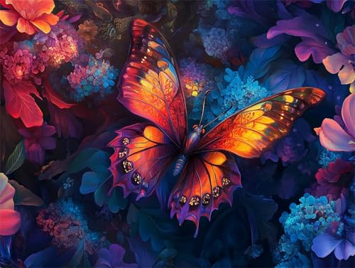 Diamond Painting Tier Diamant Painting Bilder Erwachsene Schmetterling, Basteln Mädchen 8 9 10 Jahre, Diamond Art Eckige Steine, DIY Diamant Malerei Bastelset, Deko Wohnzimmer Geschenk 90x70 cm G-3 von Zhngzoyn