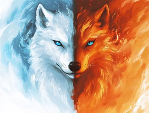 Diamond Painting Tier Diamant Painting Bilder Erwachsene Wolf, Basteln Mädchen 8 9 10 Jahre, Diamond Art Eckige Steine, DIY Diamant Malerei Bastelset Erwachsene für Deko Wohnzimmer 70x50 cm T-6 von Zhngzoyn