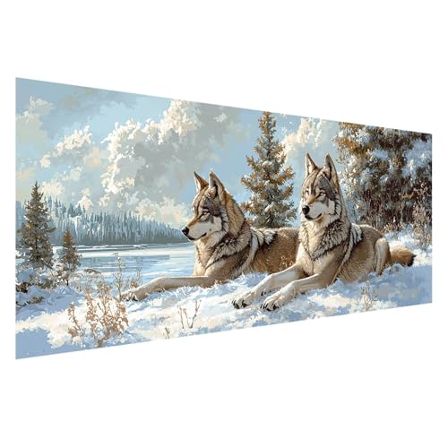 Diamond Painting Tier Diamond Painting Erwachsene Groß XXL 175x70 cm, 5D Wolf Diamant Malerei Bilder Basteln Mädchen ab 8 Jahre, DIY Eckige Steine Stickerei Cross Stitch Malerei Deko Wohnzimmer Z0-971 von Zhngzoyn