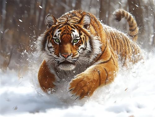 Diamond Painting Tiger Diamant Painting Bilder Erwachsene Tier, Basteln Mädchen 8 9 10 Jahre, Diamond Art Eckige Steine, DIY Diamant Malerei Bastelset Erwachsene für Deko Wohnzimmer 70x50 cm W-1 von Zhngzoyn