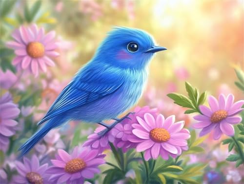Diamond Painting Vogel Diamant Painting Bilder Erwachsene Blume, Basteln Mädchen 8 9 10 Jahre, Diamond Art Eckige Steine, DIY Diamant Malerei Bastelset Erwachsene für Deko Wohnzimmer 50x40 cm M-8 von Zhngzoyn