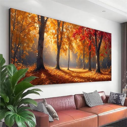 Diamond Painting Wald Diamond Painting Erwachsene Groß XXL 150x60 cm, 5D Baum Diamant Malerei Bilder Basteln Mädchen ab 8 Jahre, DIY Runde Crystal Stickerei Malerei für Deko Wohnzimmer Geschenke H-9 von Zhngzoyn
