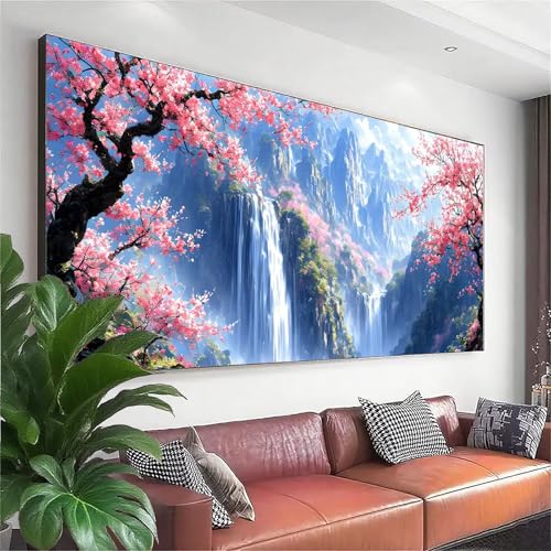 Diamond Painting Wasserfall Diamond Painting Erwachsene Groß XXL 100x40 cm, 5D Landschaft Diamant Malerei Bilder Basteln Mädchen ab 8 Jahre, DIY Runde Crystal Stickerei Malerei für Deko Wohnzimmer W-4 von Zhngzoyn