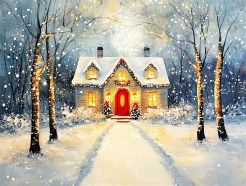 Diamond Painting Winter Diamant Painting Bilder Erwachsene Schneeszene, Basteln Mädchen 8 9 10 Jahre, Diamond Art Eckige Steine, DIY Diamant Malerei Bastelset, Deko Wohnzimmer Geschenk 40x30 cm C-4 von Zhngzoyn