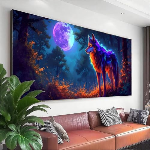 Diamond Painting Wolf Diamond Painting Erwachsene Groß XXL 100x40 cm, 5D Mond Diamant Malerei Bilder Basteln Mädchen ab 8 Jahre, DIY Runde Crystal Stickerei Malerei für Deko Wohnzimmer Geschenke J-2 Diamond Painting Wolf Diamond Painting Erwachsene Groß XXL 100x40 cm, 5D Mond Diamant Malerei Bilder Basteln Mädchen ab 8 Jahre, DIY Runde Crystal Stickerei Malerei für Deko Wohnzimmer Geschenke J-2 von Zhngzoyn