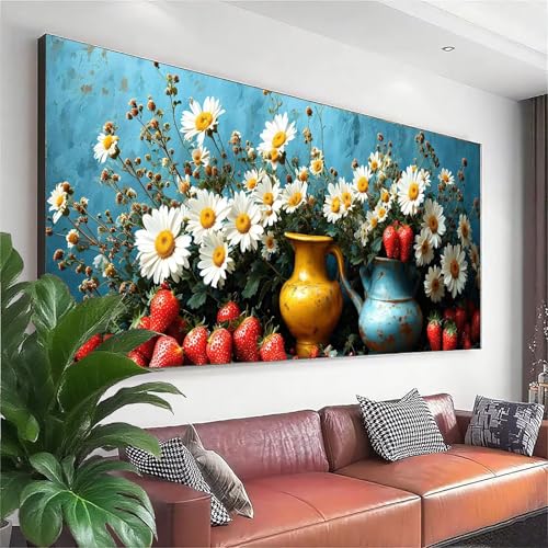 Diamond Painting XXL 100x40 cm, 5D Diamant Painting Bilder Blume Diamant Art Malerei Erdbeere, DIY Runde Crystal Stickerei Kreuzstich Bastelset Erwachsene für Zimmer Deko, Geschenke für Frauen U-7 Diamond Painting XXL 100x40 cm, 5D Diamant Painting Bilder Blume Diamant Art Malerei Erdbeere, DIY Runde Crystal Stickerei Kreuzstich Bastelset Erwachsene für Zimmer Deko, Geschenke für Frauen U-7 von Zhngzoyn