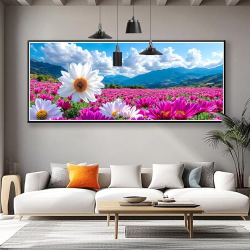 Diamond Painting XXL 100x40 cm, 5D Diamant Painting Bilder Landschaft Diamant Art Malerei Blume, DIY Runde Crystal Stickerei Kreuzstich Bastelset Erwachsene für Zimmer Deko, Geschenke für Frauen V-0 von Zhngzoyn
