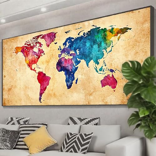 Diamond Painting XXL 125x50 cm, 5D Diamant Painting Bilder Karte Diamant Art Malerei Weltkarte,DIY Eckige Steine Crystal Stickerei Kreuzstich Bastelset Erwachsene für Zimmer Deko Geschenke Z0-882 Diamond Painting XXL 125x50 cm, 5D Diamant Painting Bilder Karte Diamant Art Malerei Weltkarte,DIY Eckige Steine Crystal Stickerei Kreuzstich Bastelset Erwachsene für Zimmer Deko Geschenke Z0-882 von Zhngzoyn