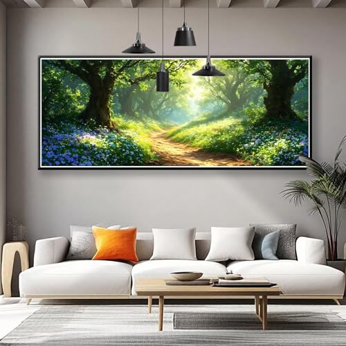 Diamond Painting XXL 125x50 cm, 5D Diamant Painting Bilder Wald Diamant Art Malerei Baum, DIY Runde Crystal Stickerei Kreuzstich Kunst Bastelset Erwachsene für Zimmer Deko, Geschenke für Frauen I-8 von Zhngzoyn