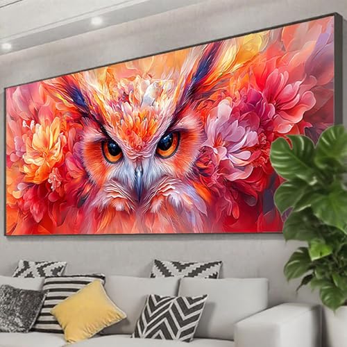Diamond Painting XXL 150x60 cm, 5D Diamant Painting Bilder Blume Diamant Art Malerei Eule, DIY Eckige Steine Stickerei Kreuzstich Bastelset Erwachsene für Zimmer Deko, Geschenke für Frauen Z0-672 von Zhngzoyn