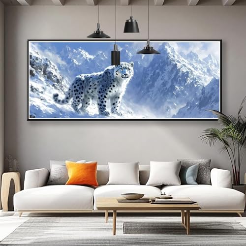 Diamond Painting XXL 150x60 cm, 5D Diamant Painting Bilder Leopard Diamant Art Malerei Berg, DIY Runde Crystal Stickerei Kreuzstich Bastelset Erwachsene für Zimmer Deko, Geschenke für Frauen R-6 von Zhngzoyn