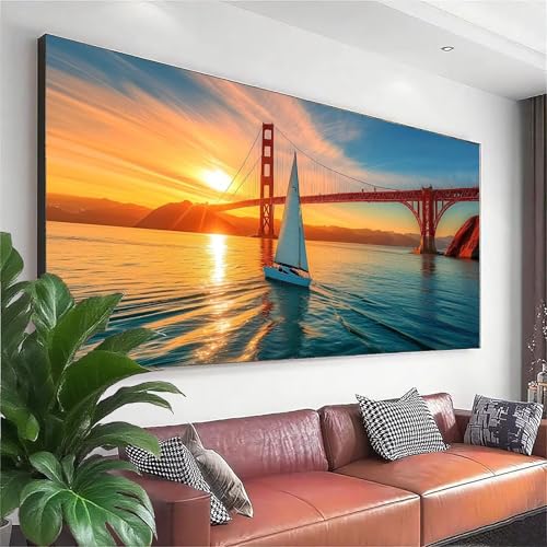Diamond Painting XXL 150x60 cm, 5D Diamant Painting Bilder Sonnenuntergang Diamant Art Brücke, DIY Runde Crystal Stickerei Kreuzstich Bastelset Erwachsene für Zimmer Deko, Geschenke für Frauen T-7 Diamond Painting XXL 150x60 cm, 5D Diamant Painting Bilder Sonnenuntergang Diamant Art Brücke, DIY Runde Crystal Stickerei Kreuzstich Bastelset Erwachsene für Zimmer Deko, Geschenke für Frauen T-7 von Zhngzoyn