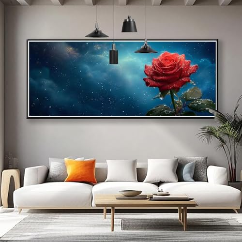 Diamond Painting XXL 175x70 cm, 5D Diamant Painting Bilder Blume Diamant Art Malerei Rose, DIY Runde Crystal Stickerei Kreuzstich Kunst Bastelset Erwachsene für Zimmer Deko, Geschenke für Frauen D-1 von Zhngzoyn