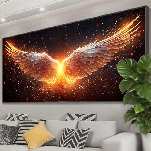 Diamond Painting XXL 175x70 cm, 5D Diamant Painting Bilder Flügel Diamant Art Malerei Engel, DIY Eckige Steine Stickerei Kreuzstich Bastelset Erwachsene für Zimmer Deko, Geschenke für Frauen Z0-978 von Zhngzoyn