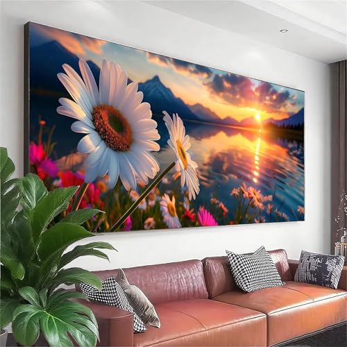 Diamond Painting XXL 200x80 cm, 5D Diamant Painting Bilder Sonnenuntergang Diamant Art Landschaft, DIY Runde Crystal Stickerei Kreuzstich Bastelset Erwachsene für Zimmer Deko, Geschenke für Frauen M-5 von Zhngzoyn