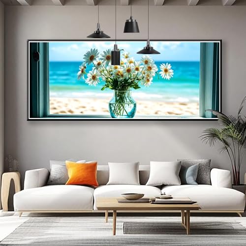 Diamond Painting XXL 200x80 cm, 5D Diamant Painting Bilder Strand Diamant Art Malerei Blume, DIY Runde Crystal Stickerei Kreuzstich Bastelset Erwachsene für Zimmer Deko, Geschenke für Frauen A-4 von Zhngzoyn
