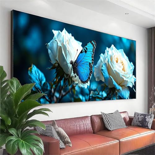 Diamond Painting XXL 225x90 cm, 5D Diamant Painting Bilder Blume Diamant Art Malerei Schmetterling, DIY Runde Crystal Stickerei Kreuzstich Bastelset Erwachsene für Zimmer Deko,Geschenke für Frauen N-8 von Zhngzoyn