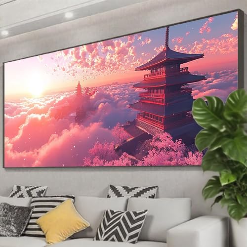 Diamond Painting XXL 225x90 cm, 5D Diamant Painting Bilder Japan Diamant Art Malerei Landschaft,DIY Eckige Steine Crystal Stickerei Kreuzstich Bastelset Erwachsene für Zimmer Deko Geschenke Z0-888 von Zhngzoyn