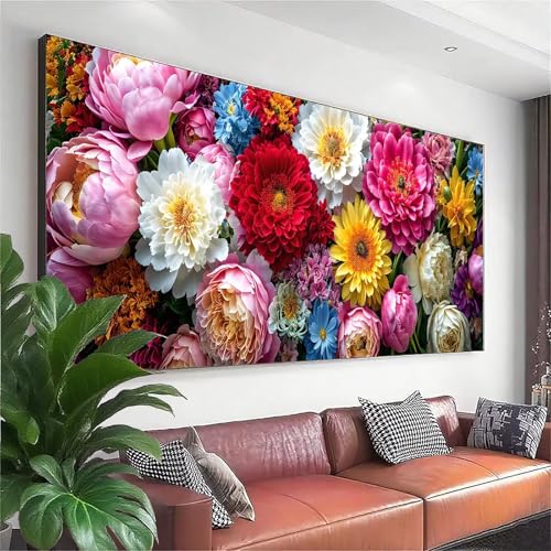 Diamond Painting XXL 250x100 cm, 5D Diamant Painting Bilder Farbe Diamant Art Malerei Blume, DIY Runde Crystal Stickerei Kreuzstich Bastelset Erwachsene für Zimmer Deko, Geschenke für Frauen G-9 von Zhngzoyn