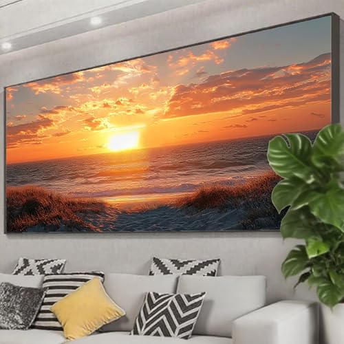 Diamond Painting XXL 250x100 cm, 5D Diamant Painting Bilder Sonnenuntergang Diamant Art Malerei Meer, DIY Eckige Steine Stickerei Kreuzstich Bastelset Erwachsene für Zimmer Deko Geschenke Z0-942 von Zhngzoyn