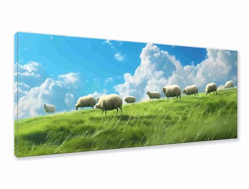 Diamond Painting XXL 75x30 cm, 5D Diamant Painting Bilder Landschaft Diamant Art Malerei Schaf, DIY Runde Crystal Stickerei Kreuzstich Bastelset Erwachsene für Zimmer Deko, Geschenke für Frauen N-0 von Zhngzoyn