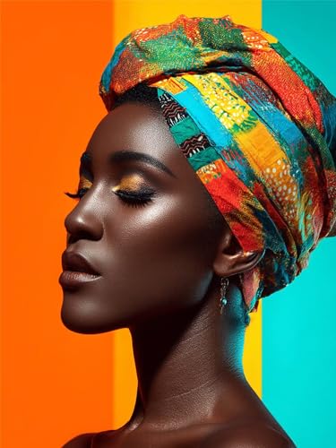 Afrika Diamond Painting Erwachsene, Diamant Painting Bilder Frau 80x100cm, 5D DIY Diamant Art Malerei Kinder Crystal Stickerei Mosaikherstellung Malerei Set für Wandeko, Geschenke für Frauen, Model163 von Zhnncfgg