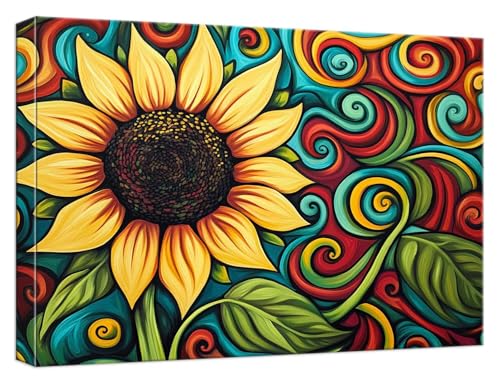 Malen Nach Zahlen Abstrakt Malen Nach Zahlen Kinder ab 7 Sonnenblume DIY Anfänger Basteln Erwachsene Handgemalt Ölgemälde Mit 3 Pinseln und Acrylfarbe für Geschenke Home Dekor 40x50cm, Model570 von Zhnncfgg