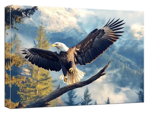 Malen Nach Zahlen Adler Malen Nach Zahlen Kinder ab 7 Landschaft DIY Anfänger Basteln Erwachsene Handgemalt Ölgemälde Mit 3 Pinseln und Acrylfarbe Knitterfreie Leinwand für Home Dekor 60x90cm,Model831 von Zhnncfgg