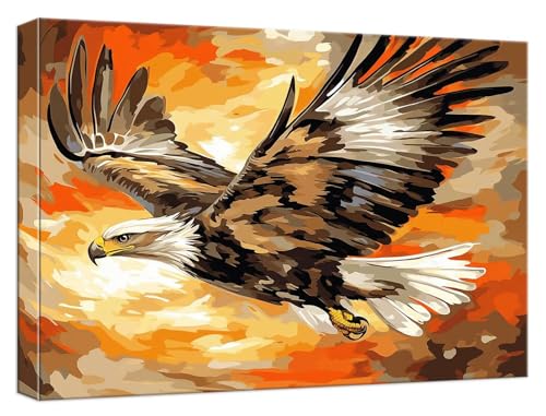 Malen Nach Zahlen Erwachsene Adler Malen Nach Zahlen Tier Paint by Numbers DIY GemäLde Kit 3 Maler Pinsel und Acrylpigment, Kreatives für Erwachsene Geschenk Anfänger für Home Decor, 80x120cm,Model841 von Zhnncfgg
