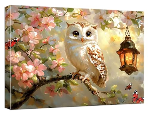 Malen Nach Zahlen Erwachsene Blumen, Paint by Numbers Adult DIY Set Erwachsene Malen Nach Zahlen Eule mit 3 Pinsel und Acrylpigment knitterfreie Leinwand Kit für Anfänger Home Dekor 40x50cm, Model650 von Zhnncfgg