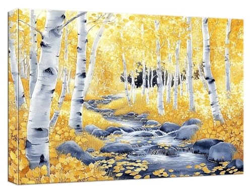 Malen Nach Zahlen Erwachsene Herbst, Paint by Numbers Adult DIY Set Erwachsene Malen Nach Zahlen Wald mit 3 Pinsel Acrylpigment knitterfreie Leinwand Kit für Anfänger Home Dekor 100x150cm, Model635 von Zhnncfgg