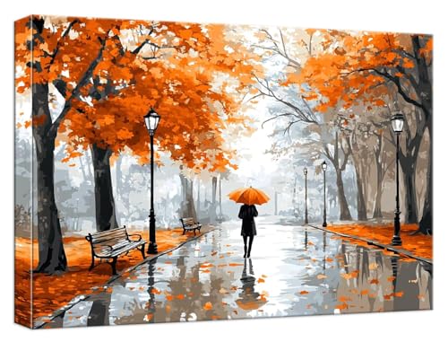 Malen Nach Zahlen Erwachsene Herbstfarben Malen Nach Zahlen Landschaft Paint by Numbers DIY GemäLde Kit mit 3 Maler Pinsel und Acrylpigment, Kreatives für Erwachsene für Home Decor, 60x90cm, Model847 von Zhnncfgg