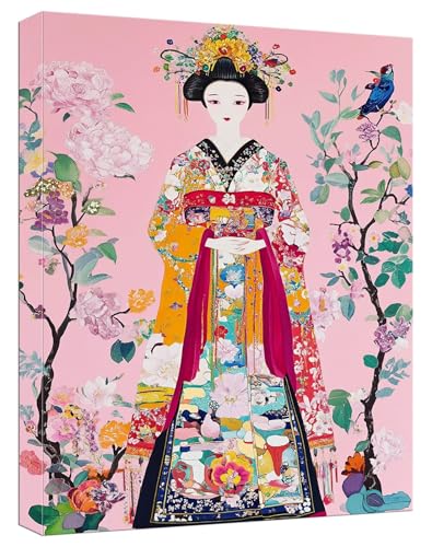 Malen Nach Zahlen Erwachsene Japan Malen Nach Zahlen Frau Paint by Numbers DIY GemäLde Kit mit 3 Maler Pinsel und Acrylpigment, Kreatives für Erwachsene Geschenk, für Home Decor, 60x90cm, Model49 von Zhnncfgg