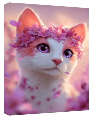 Malen Nach Zahlen Erwachsene Katze Malen Nach Zahlen Tier Paint by Numbers DIY GemäLde Kit mit 3 Maler Pinsel Acrylpigment, Kreatives für Erwachsene Geschenk Anfänger für Home Decor, 30x40cm, Model445 von Zhnncfgg