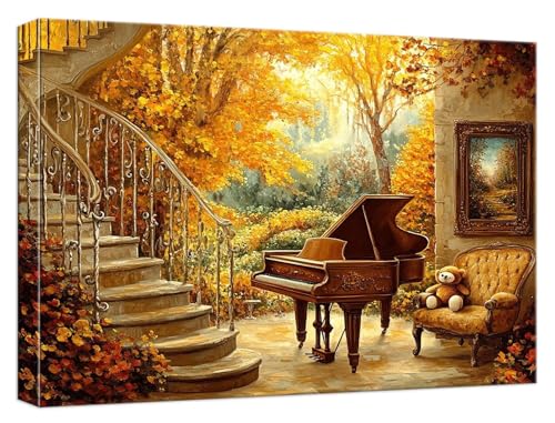Malen Nach Zahlen Erwachsene Klavier Malen Nach Zahlen Landschaft Paint by Numbers DIY GemäLde Kit mit 3 Maler Pinsel und Acrylpigment, Kreatives für Erwachsene Geschenk Anfänger, 30x40cm, Model562 von Zhnncfgg