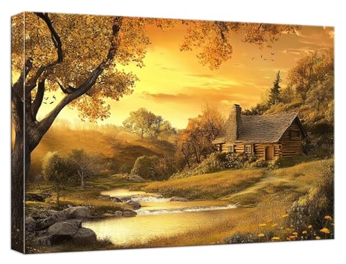 Malen Nach Zahlen Erwachsene Landschaft, Paint by Numbers Adult DIY Set Erwachsene Malen Nach Zahlen Wald mit 3 Pinsel Acrylpigment knitterfreie Leinwand Kit für Anfänger Home Dekor 45x60cm, Model557 von Zhnncfgg