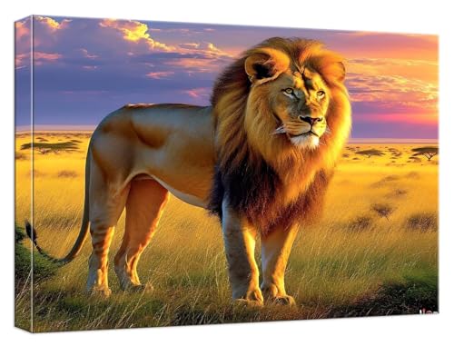 Malen Nach Zahlen Erwachsene Löwe, Paint by Numbers Adult DIY Set Erwachsene Malen Nach Zahlen Tier mit 3 Pinsel und Acrylpigment knitterfreie Leinwand Kit für Anfänger Home Dekor 20x30cm, Model683 von Zhnncfgg