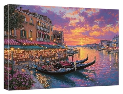 Malen Nach Zahlen Erwachsene Ozean Malen Nach Zahlen Kleine Stadt Paint by Numbers DIY GemäLde Kit mit 3 Maler Pinsel und Acrylpigment, Kreatives für Erwachsene Geschenk Anfänger, 40x50cm, Model646 von Zhnncfgg