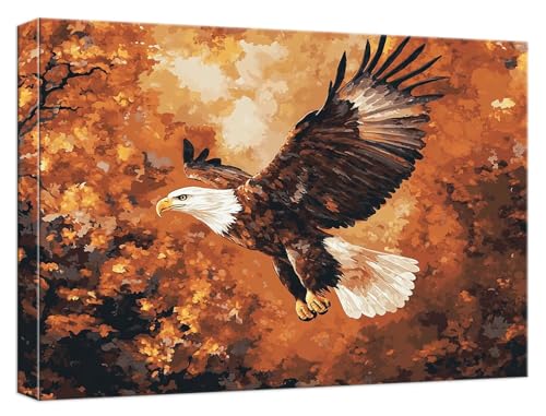 Malen Nach Zahlen Erwachsene Tier, Paint by Numbers Adult DIY Set Erwachsene Malen Nach Zahlen Adler mit 3 Pinsel und Acrylpigment knitterfreie Leinwand Kit für Anfänger Home Dekor 60x90cm, Model836 von Zhnncfgg